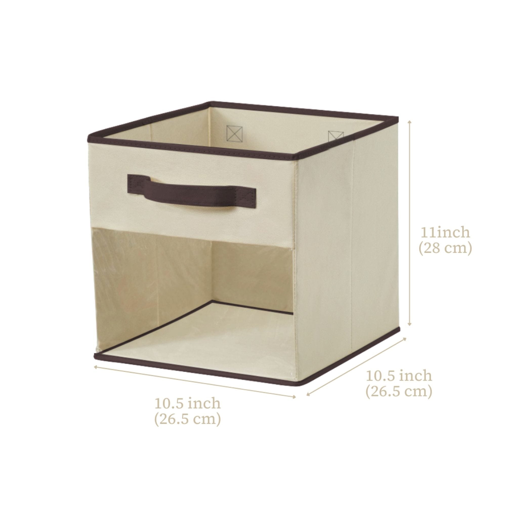 Decomomo Collapsible Transparent Front Cube, 11-in, 6-pk, Beige