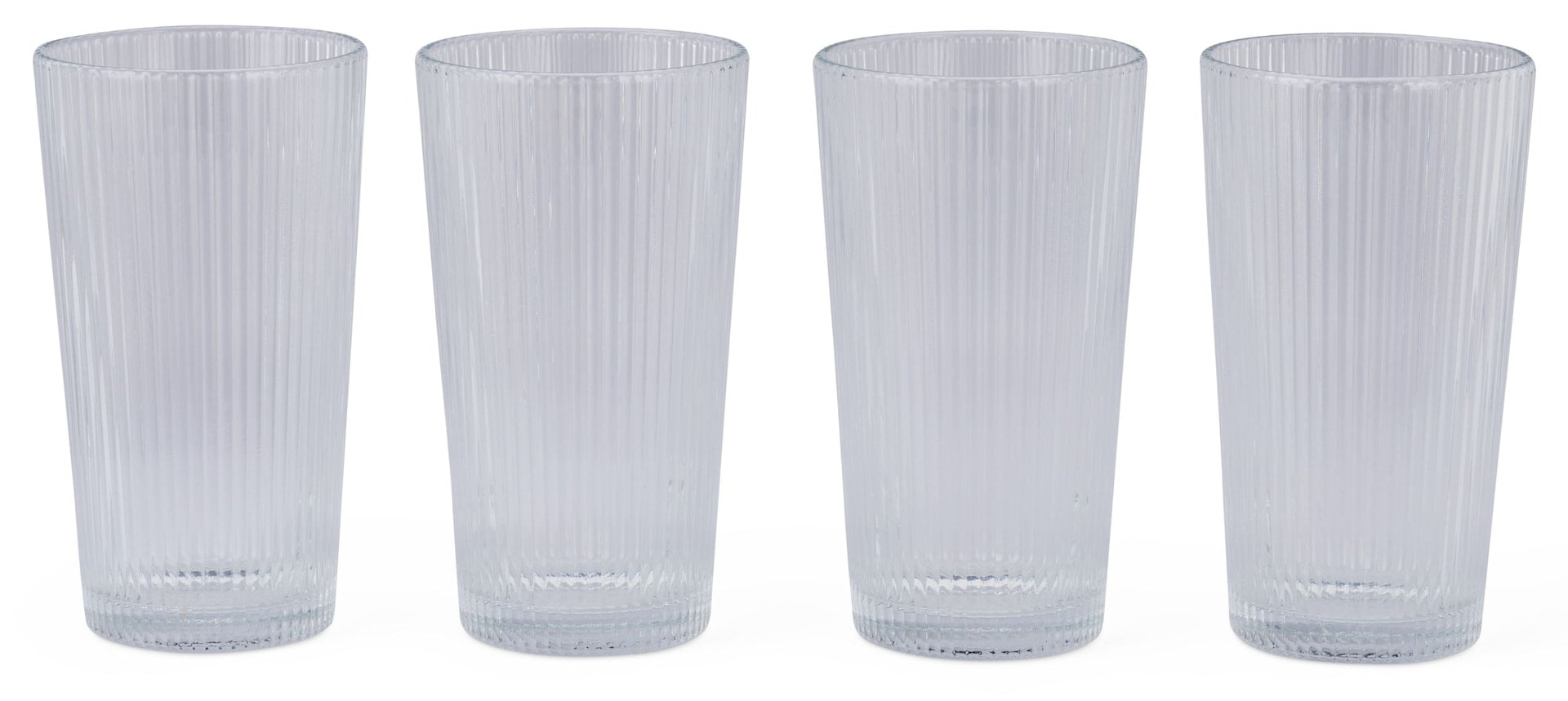 CANVAS Ribbed High Ball Glass Set, Lead-free, 4-pc