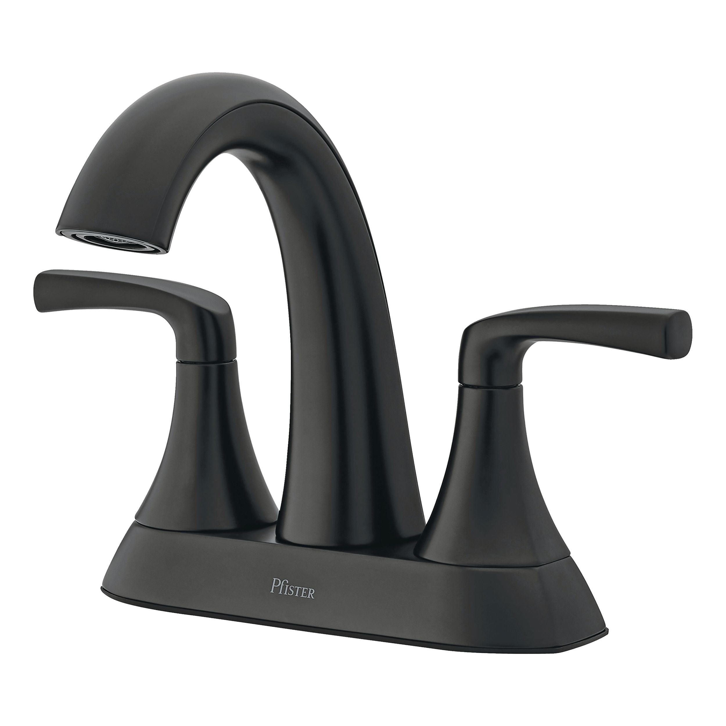 Pfister Rancho Double Handle 4-in Centreset Bathroom Sink Faucet Push & Seal Drain, WaterSense Certified, Matte Black