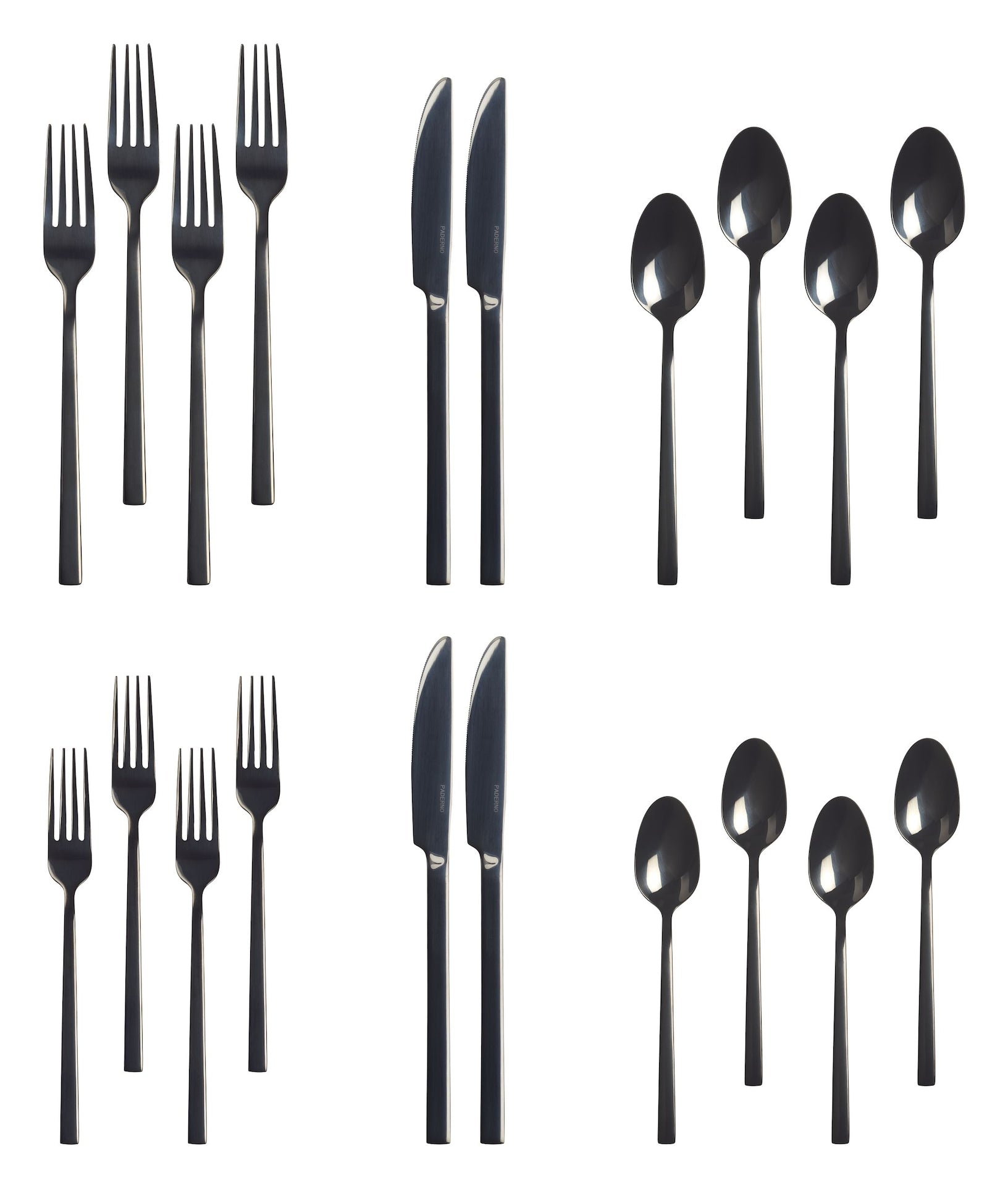 PADERNO Belvedere Stainless Steel Flatware Set, Serves 4, 20-pc, Black