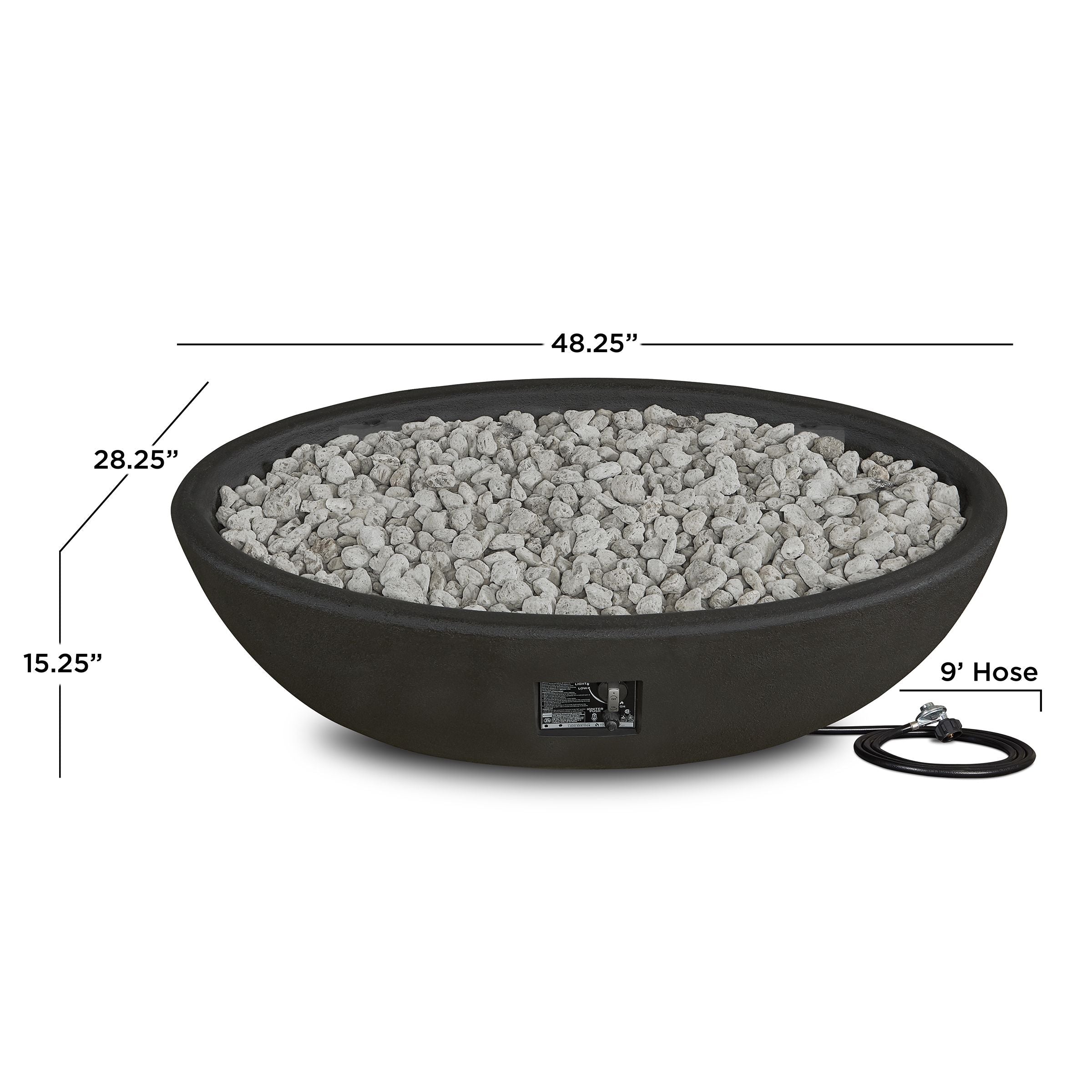 Riverside Oval Concrete Propane Fire Pit in Shale, 48-in