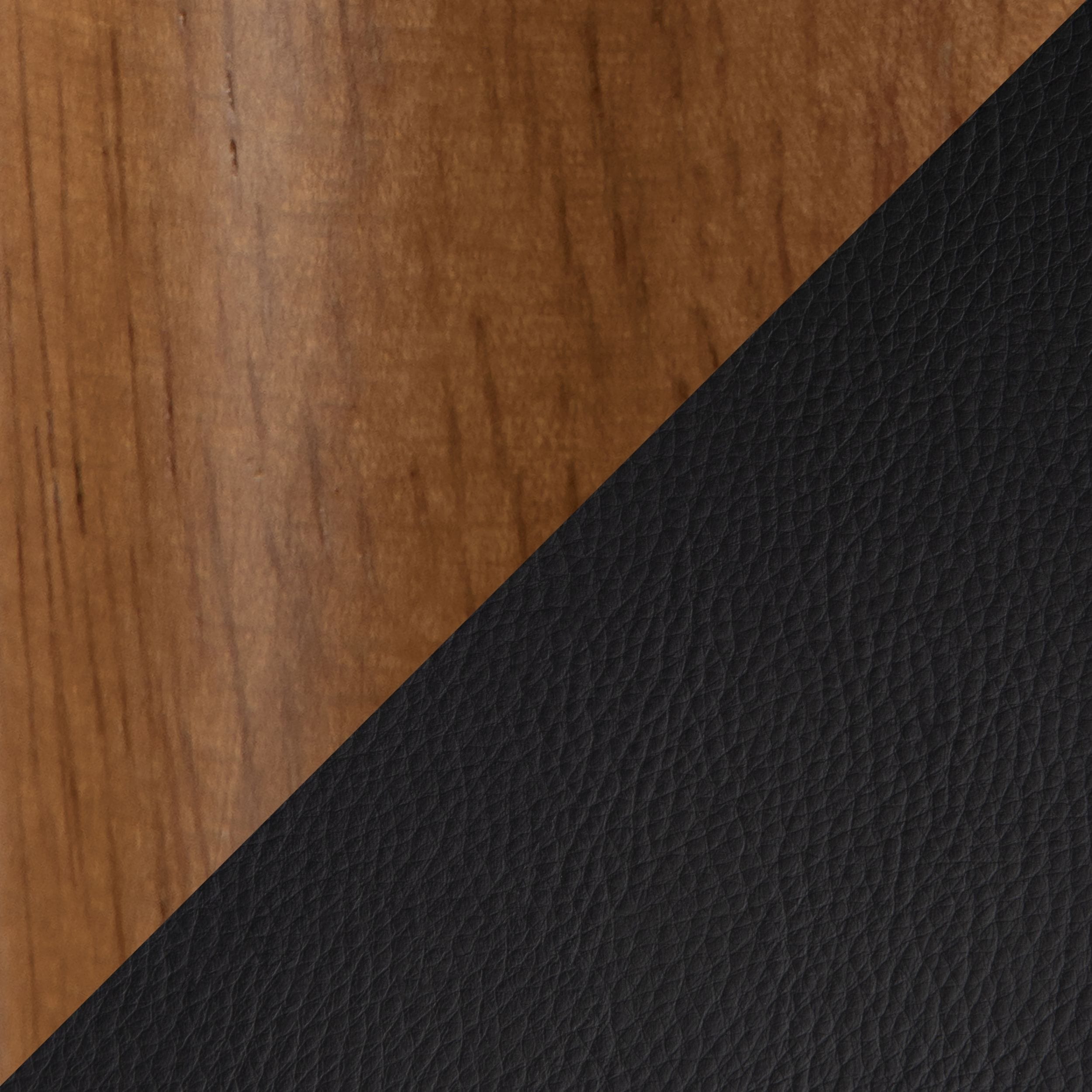 LumiSource Saddle Wood & PU Leather Seat Counter/Bar Stools (2-Piece Set), Walnut/Black