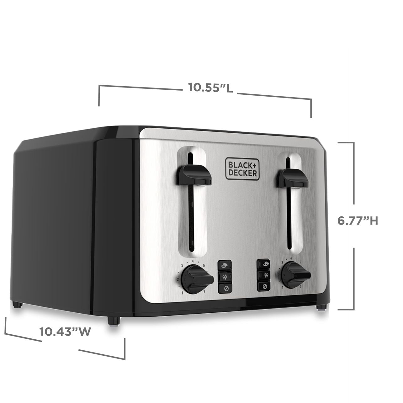 Black & Decker Extra Wide Slots Toaster with 7 Settings, 4-Slices