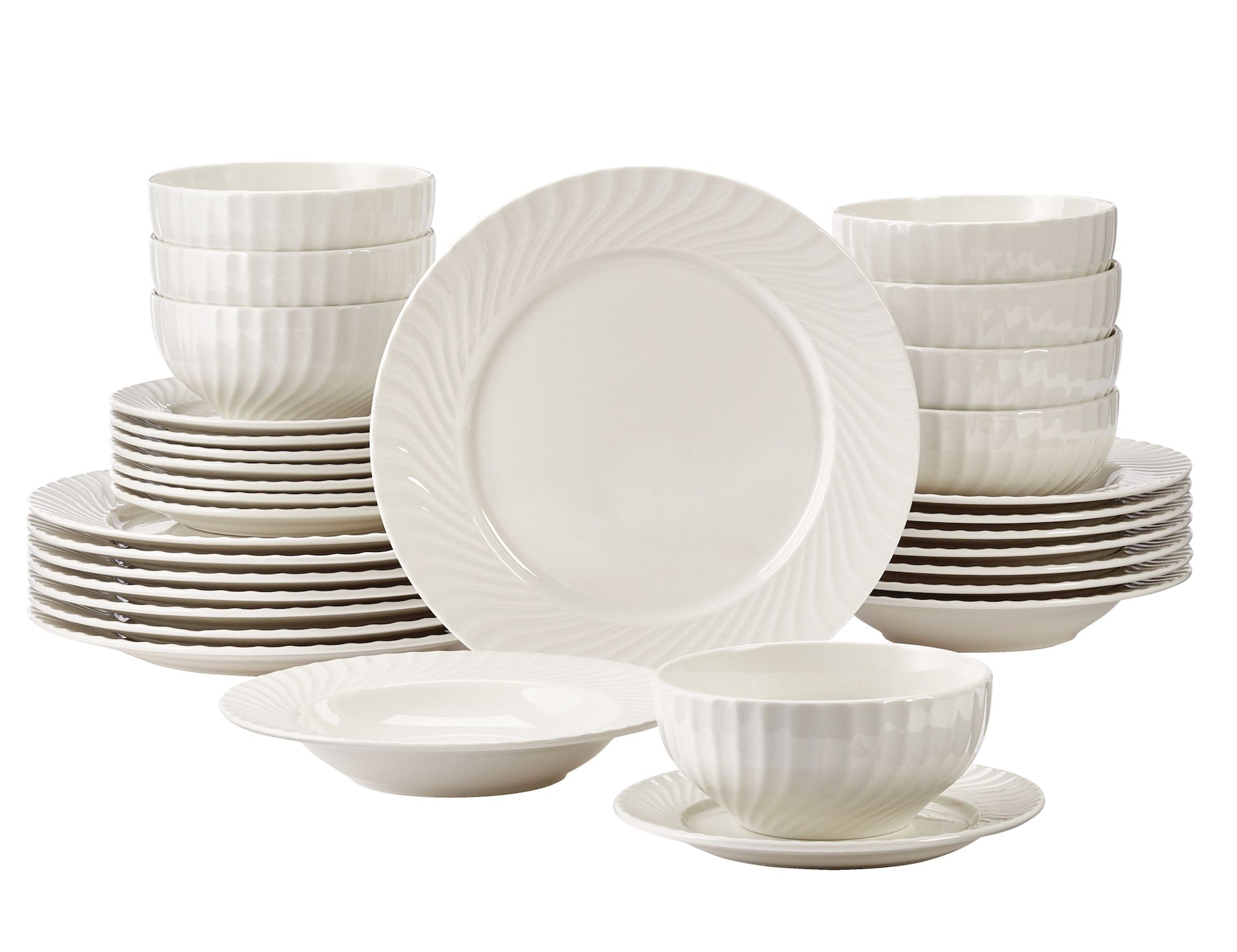 CANVAS Milliken Embossed Stoneware Dinnerware Set, Serves 8, 32-pc, White