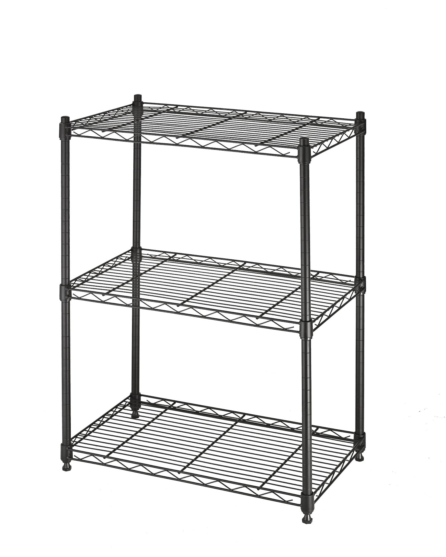 type A Metal 3-Tier Adjustable Wire Shelving Storage Unit, Black