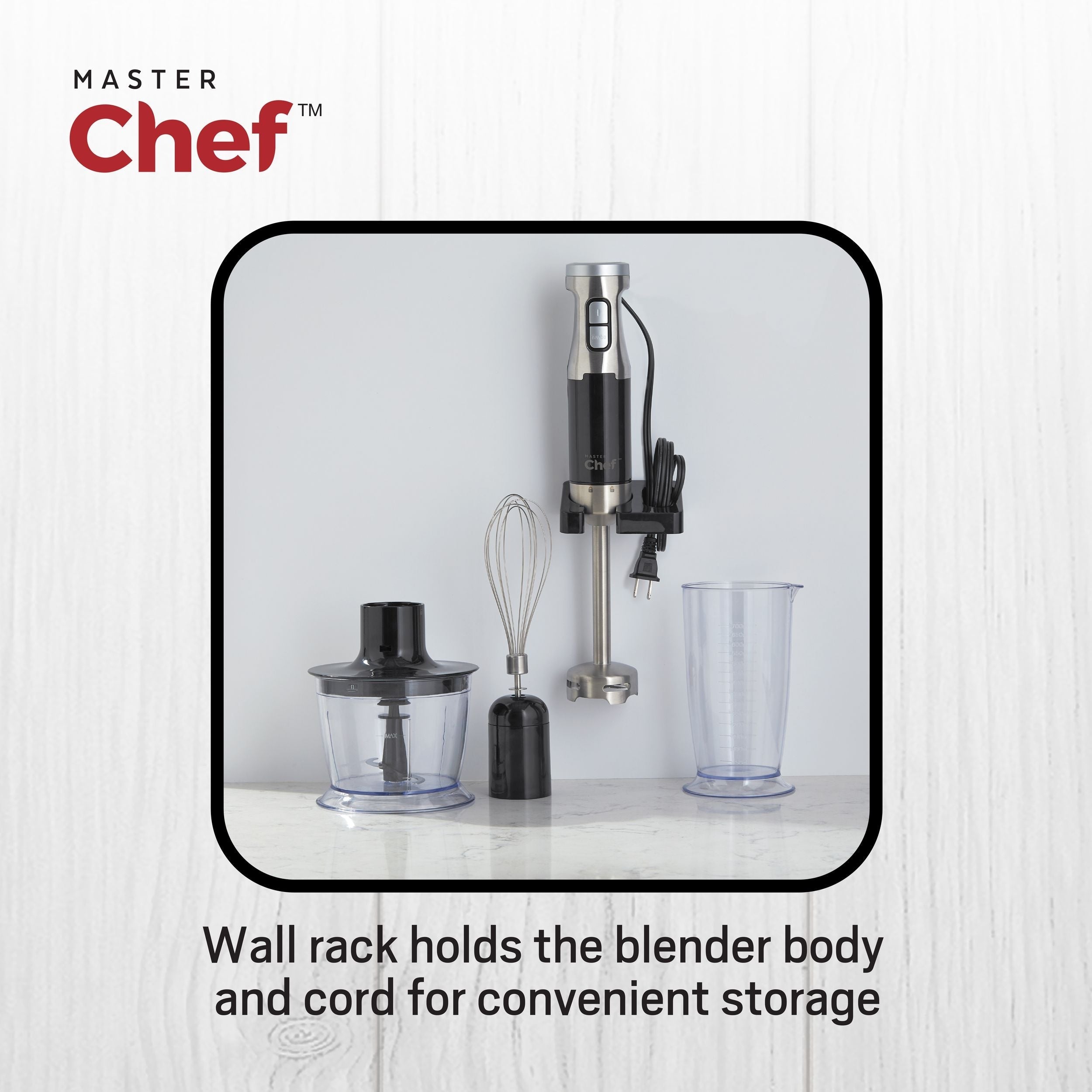 MASTER Chef Corded Hand Blender with Whisk, Stainless Steel, Black